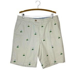 J.MCLAUGHLIN Men Size 36 Stone Oliver Golf Embroidered With Pockets Chino Shorts